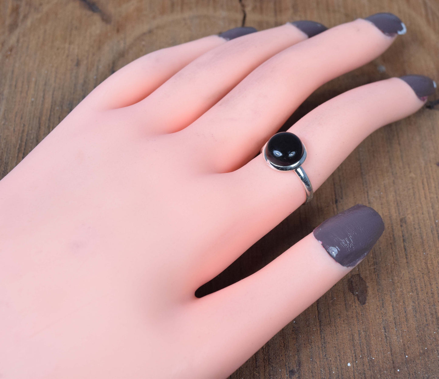 925 Solid Sterling Silver Black Onyx Ring-7 us