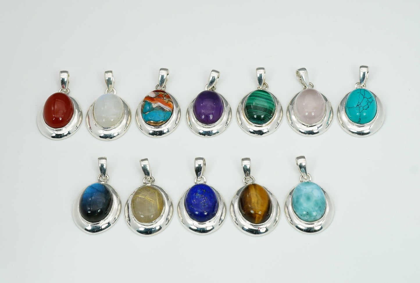 925 Solid Sterling Silver Natural Gemstone Pendant Jewelry