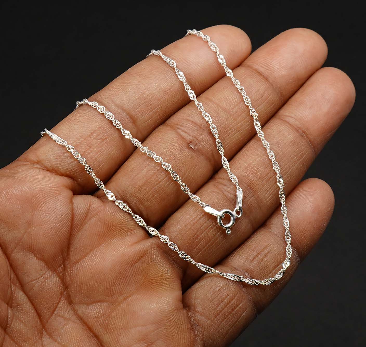 925 Solid Sterling Silver Plain Chain-20 Inch