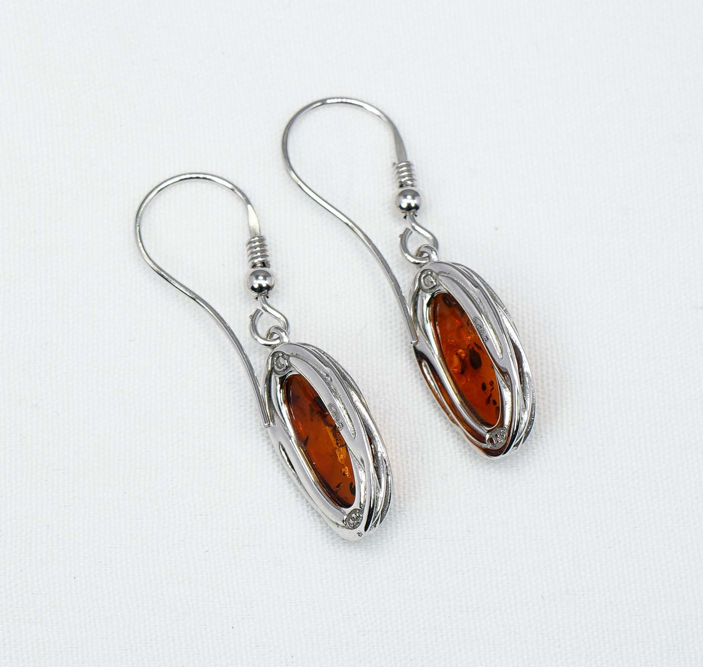925 Solid Sterling Silver Natural Baltic Amber Hook Earring-1.4 Inches