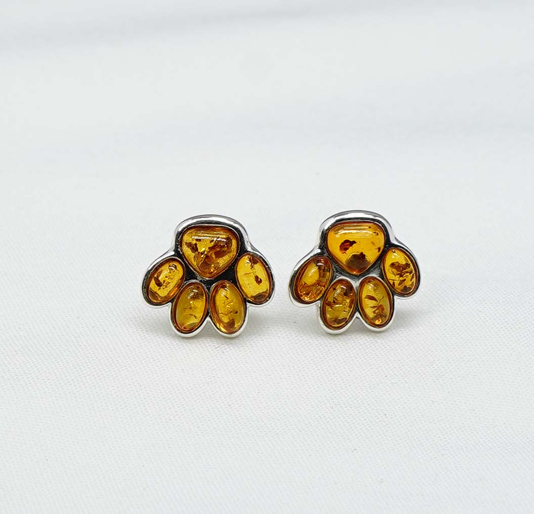 925 Solid Sterling Silver Natural Baltic Amber Stud Earring