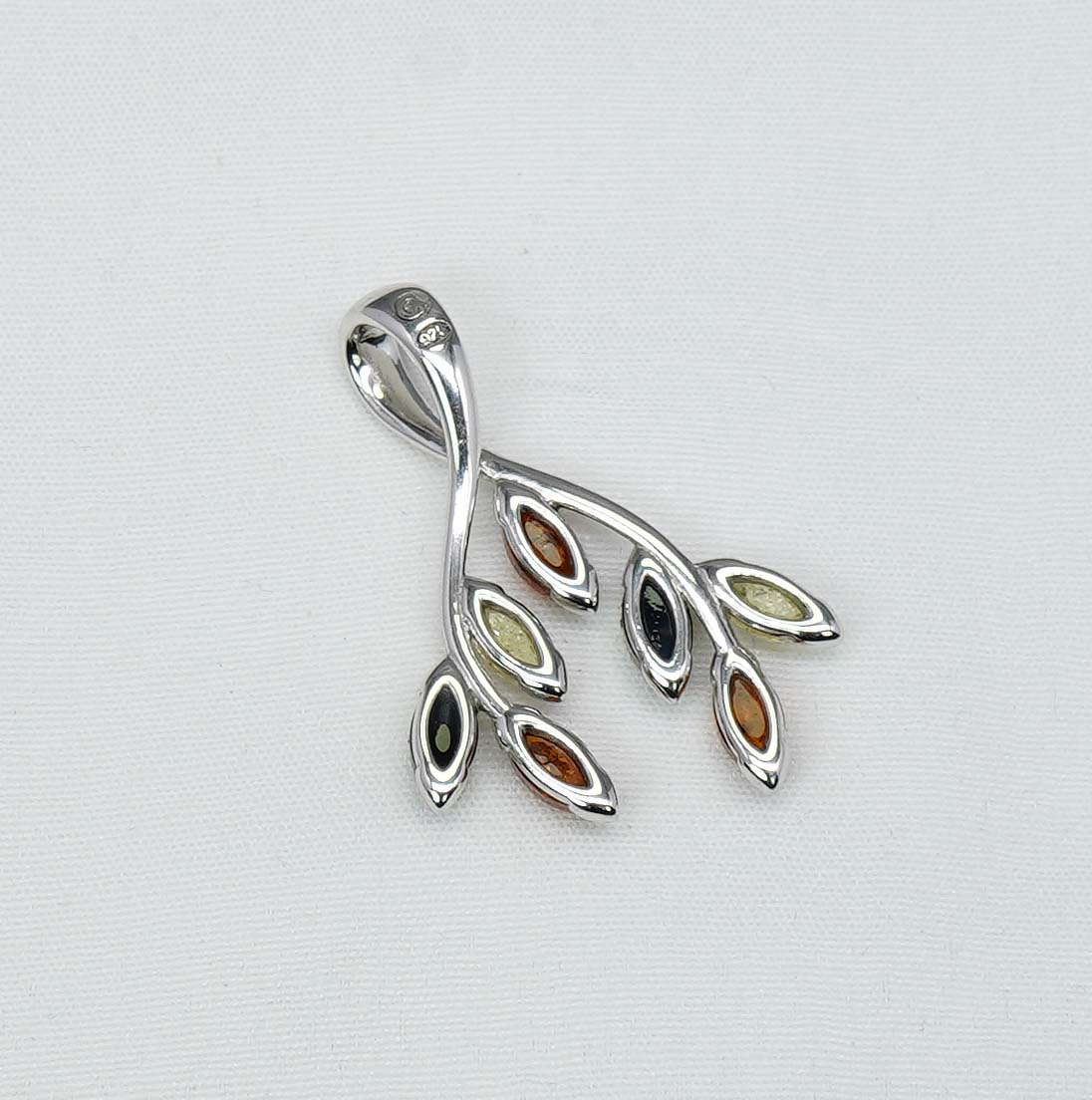925 Solid Sterling Silver Natural Baltic Amber Chain Pendant - 19.6 Inches