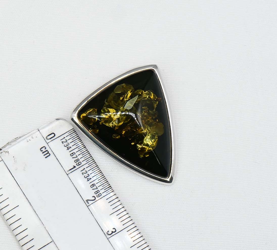 925 Solid Sterling Silver Natural Green Baltic Amber Chain Pendant-19.3 Inch