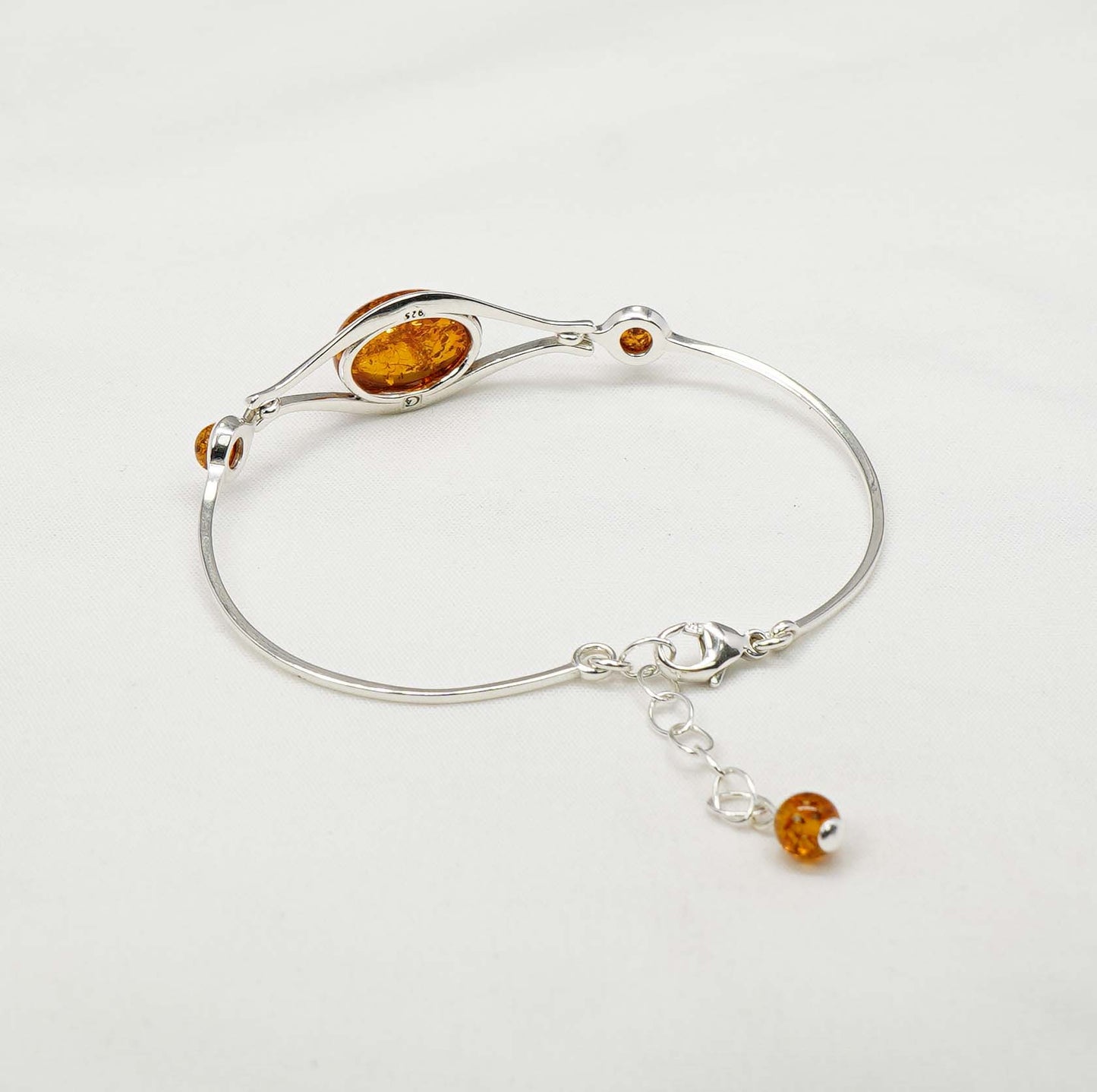 925 Solid Sterling Natural Baltic Amber Bracelet - 6.5 Cm