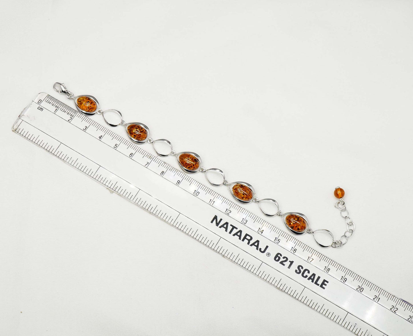 925 Solid Sterling Natural Baltic Amber Bracelet - 8.5 Inches