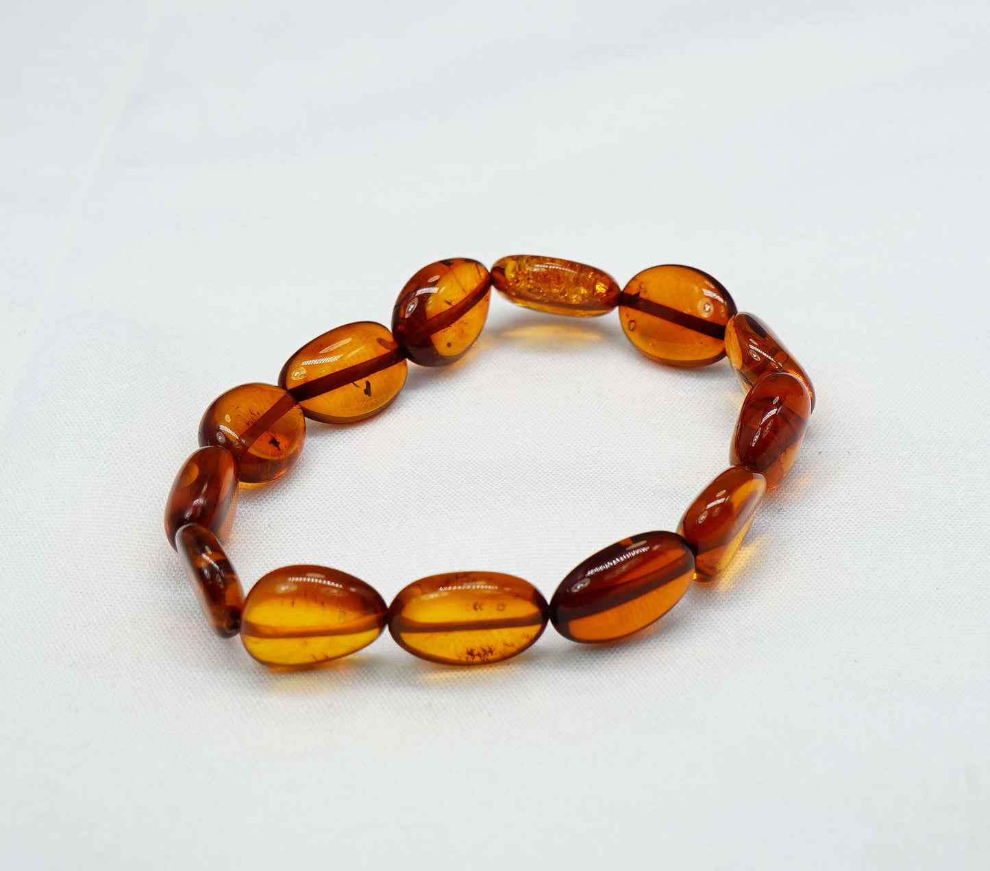 925 Solid Sterling Natural Baltic Amber Stretchable Bracelet