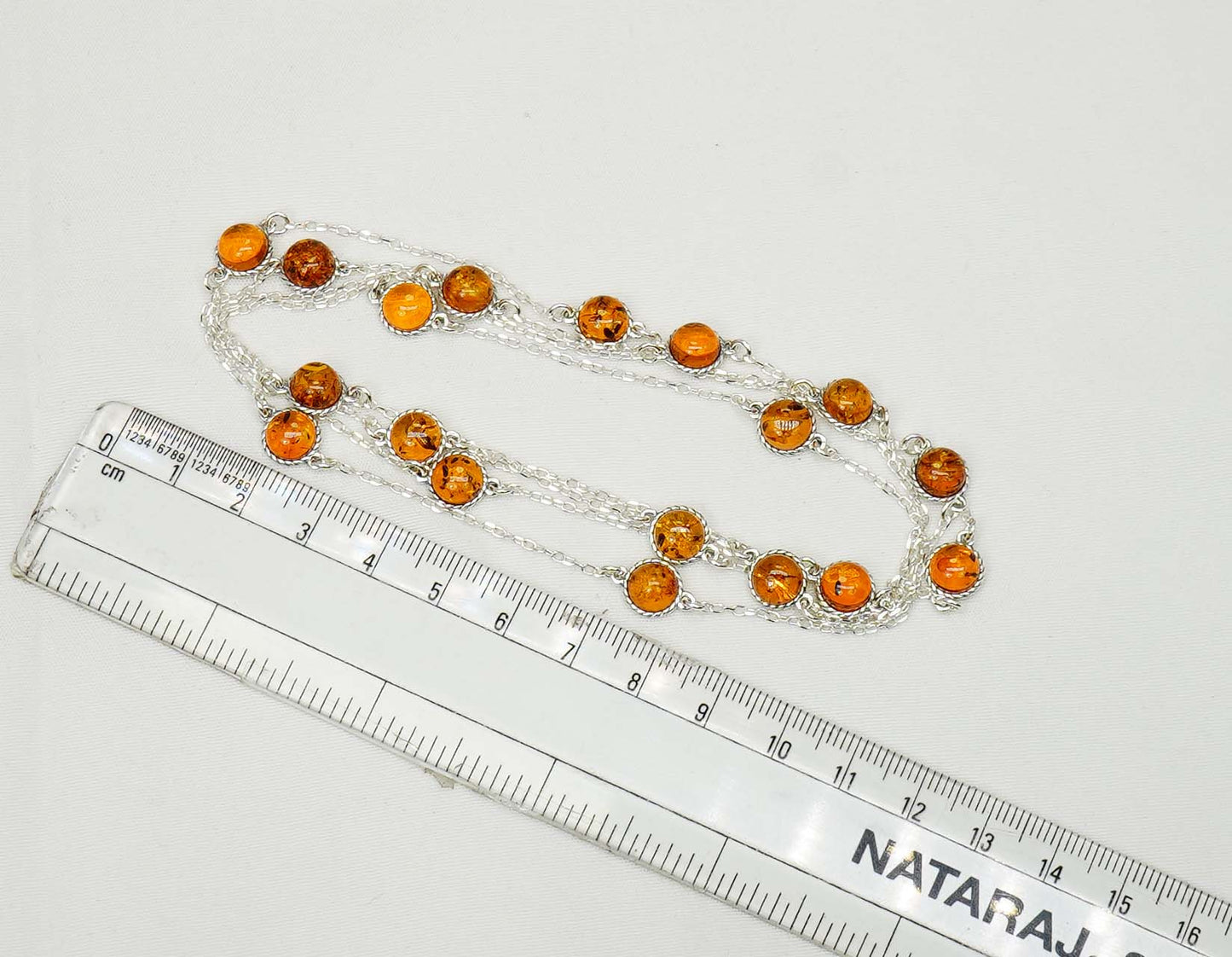 925 Solid Sterling Silver Natural Baltic Amber Necklace - 41 Inches