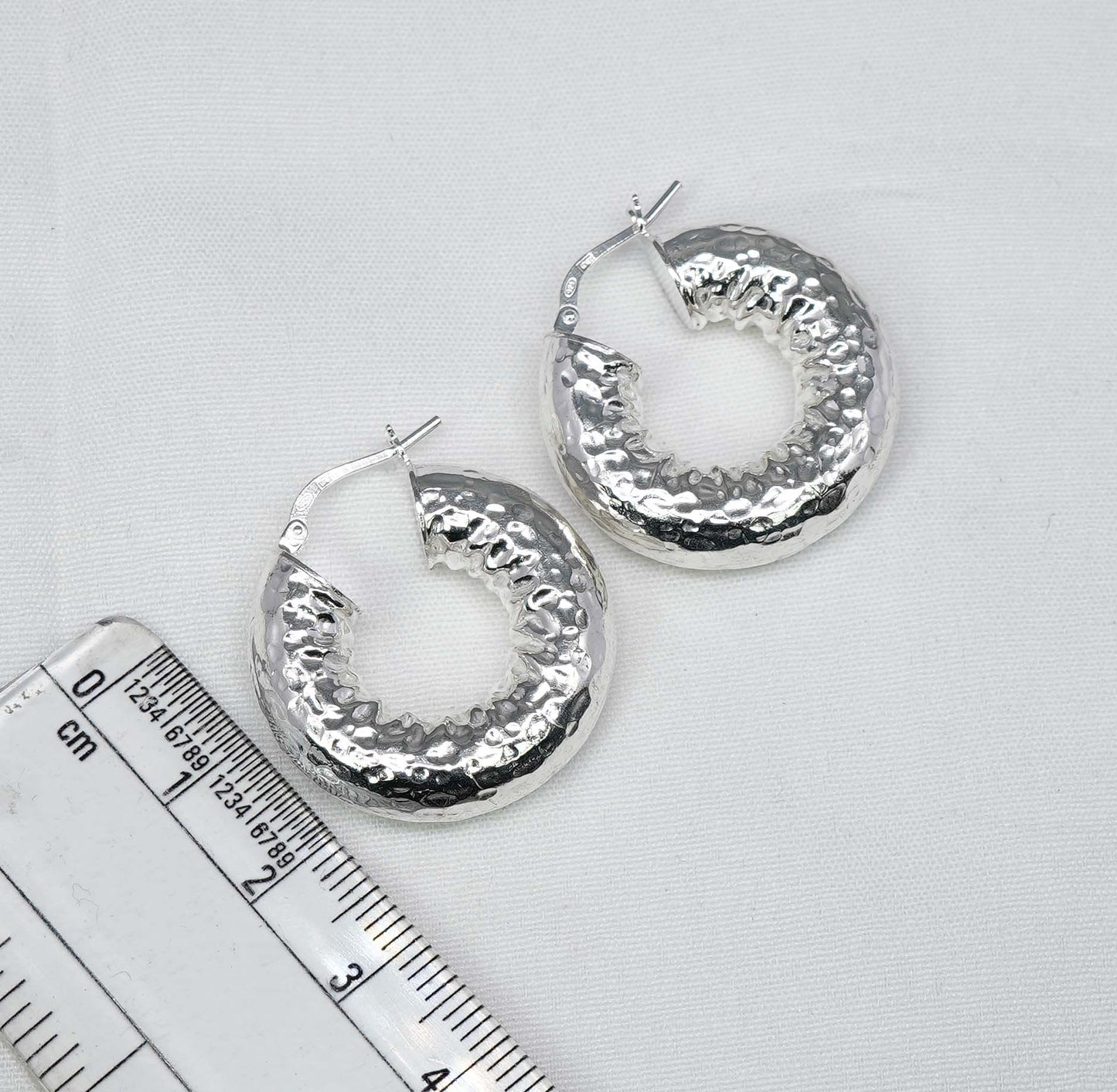 925 Solid Sterling Silver Plain Hoop Earring-1.2 Inch