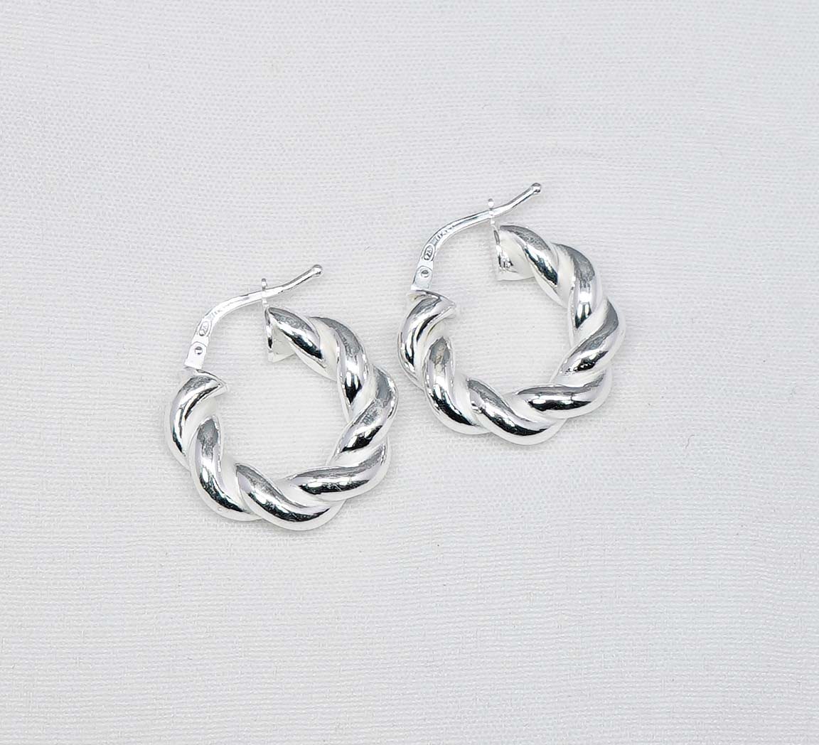 925 Solid Sterling Silver Plain Hoop Earring-1 Inch