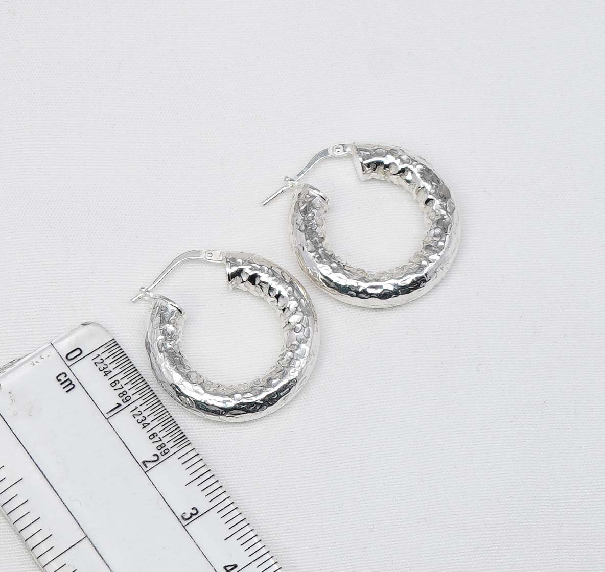 925 Solid Sterling Silver Plain Hoop Earring-1.1 Inch