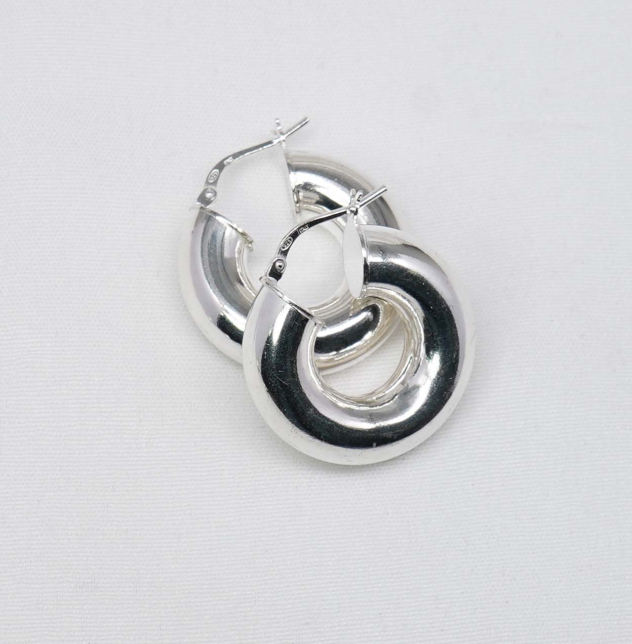 925 Solid Sterling Silver Plain Hoop Earring-1 Inch