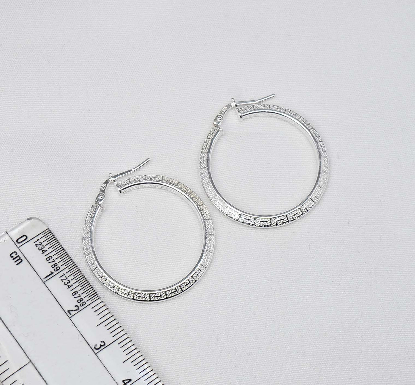 925 Solid Sterling Silver Plain Hoop Earring-1.3 Inch