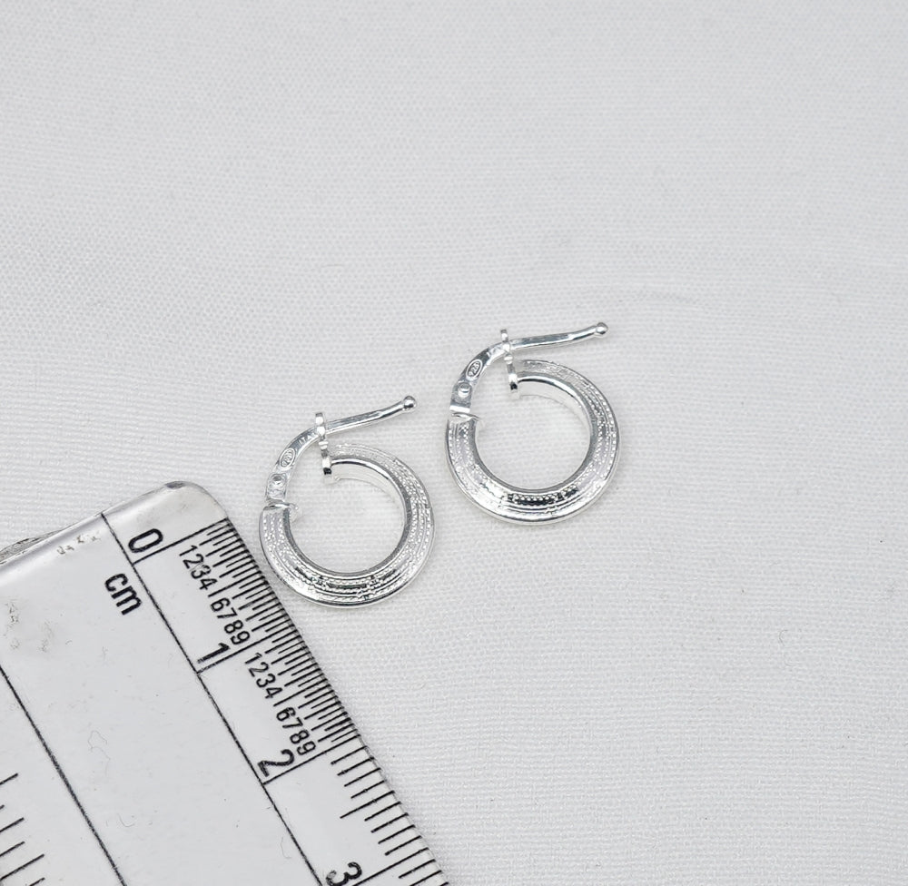 925 Solid Sterling Silver Plain Hoop Earring-0.6 Inch