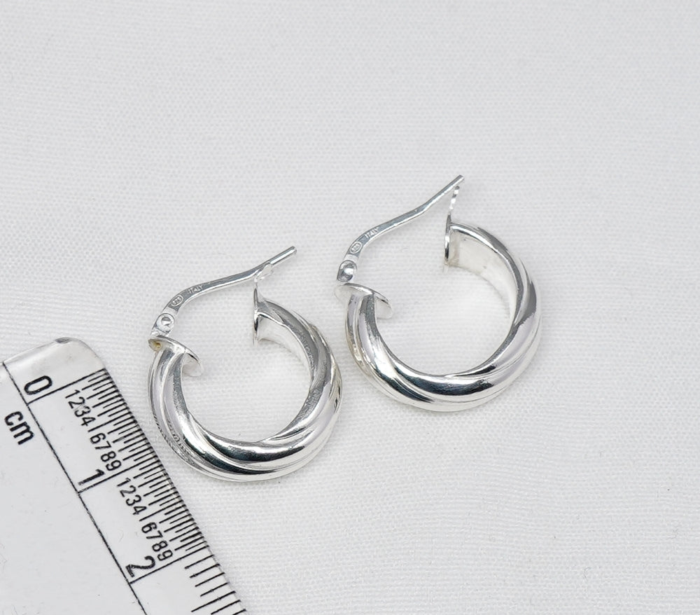 925 Solid Sterling Silver Plain Hoop Earring-0.8 Inch