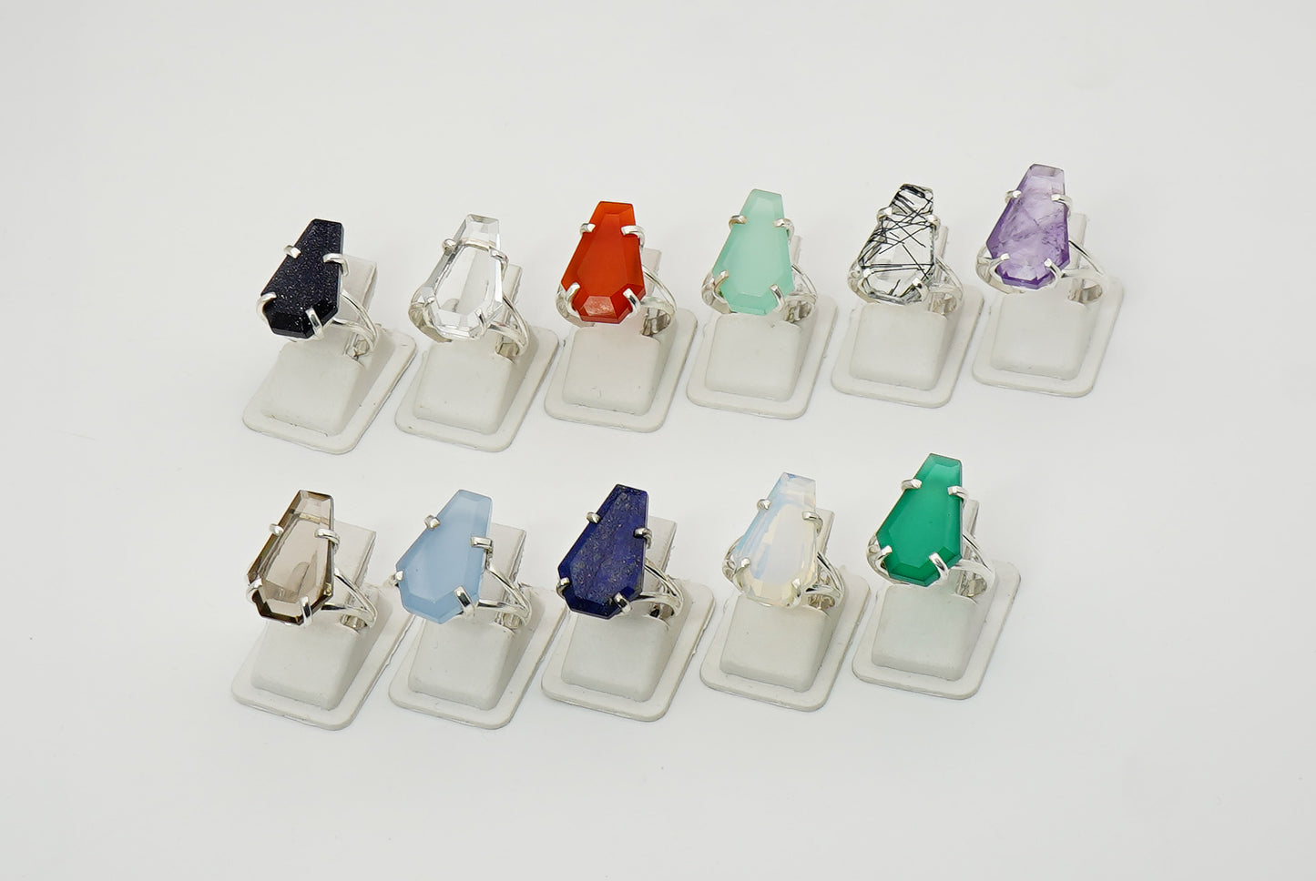 925 Sterling Silver Coffin Natural Gemstone Designer Boho Ring