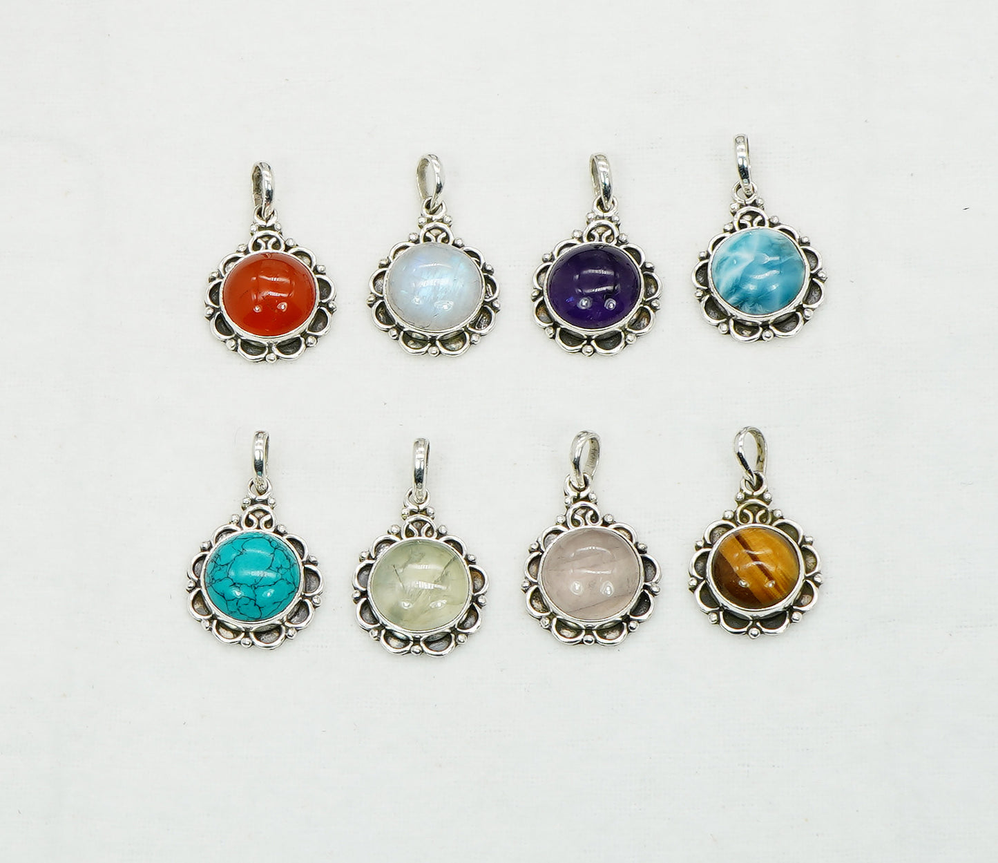 925 Solid Sterling Silver Natural Gemstone Pendant Jewelry