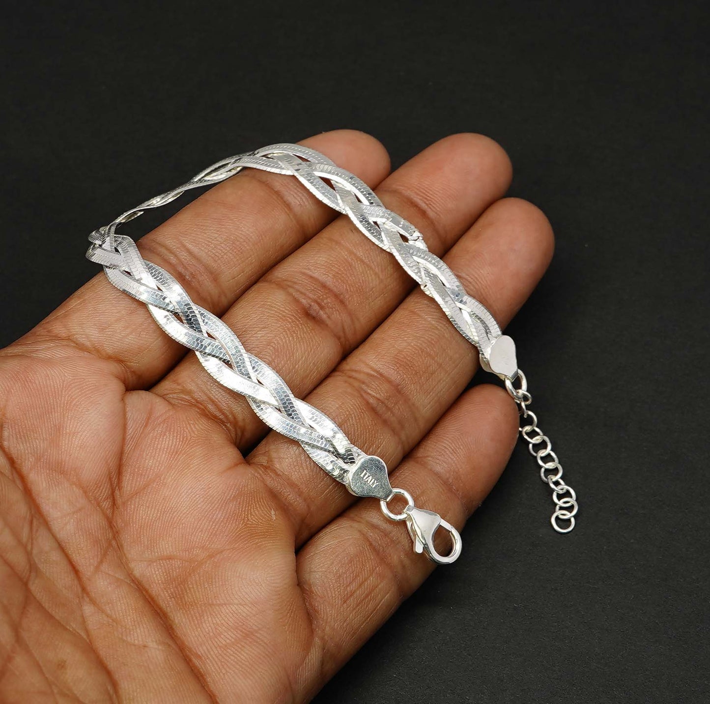 925 Solid Sterling Plain Bracelet - 9 Inches