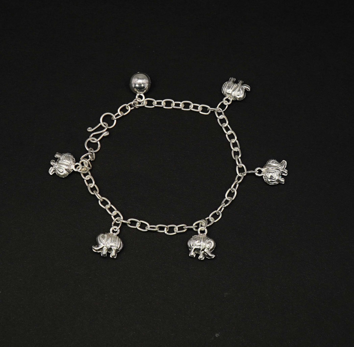 925 Solid Sterling Plain Elephant Style Bracelet - 7.2 Inches