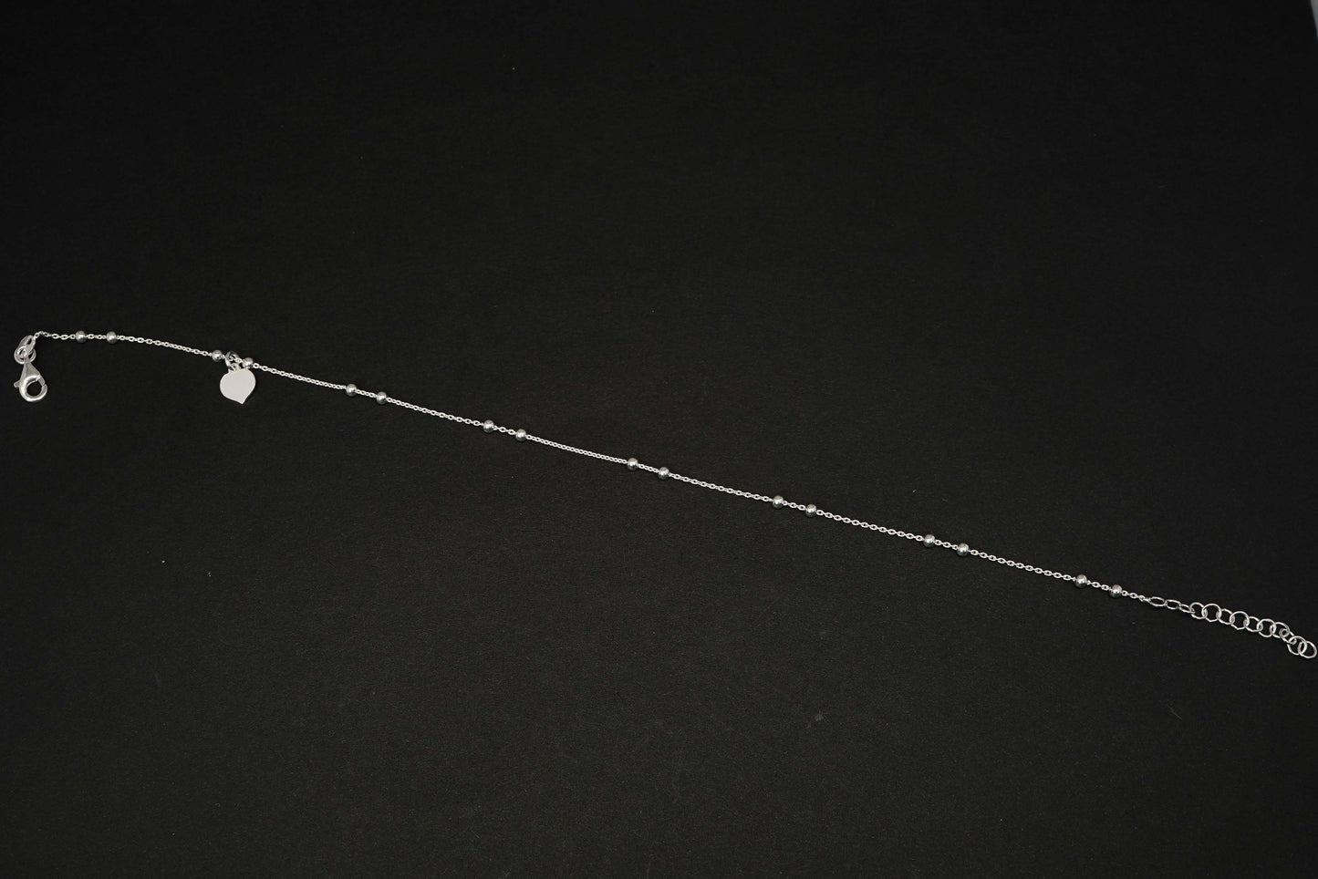925 Solid Sterling Silver Plain Anklet-10.2 Inch