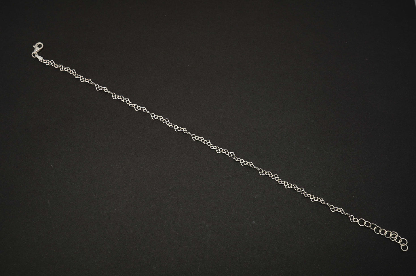 925 Solid Sterling Silver Plain Anklet-10.5 Inch