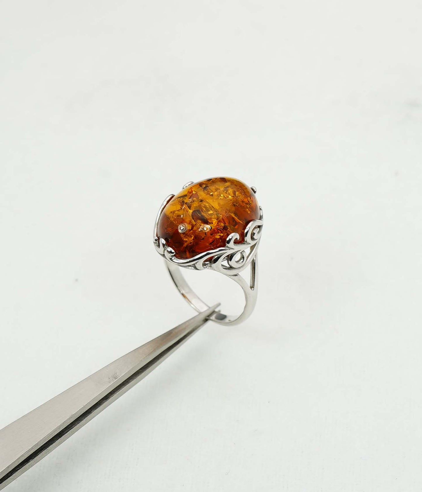 925 Solid Sterling Silver Natural Baltic Amber Ring - 5 Grams