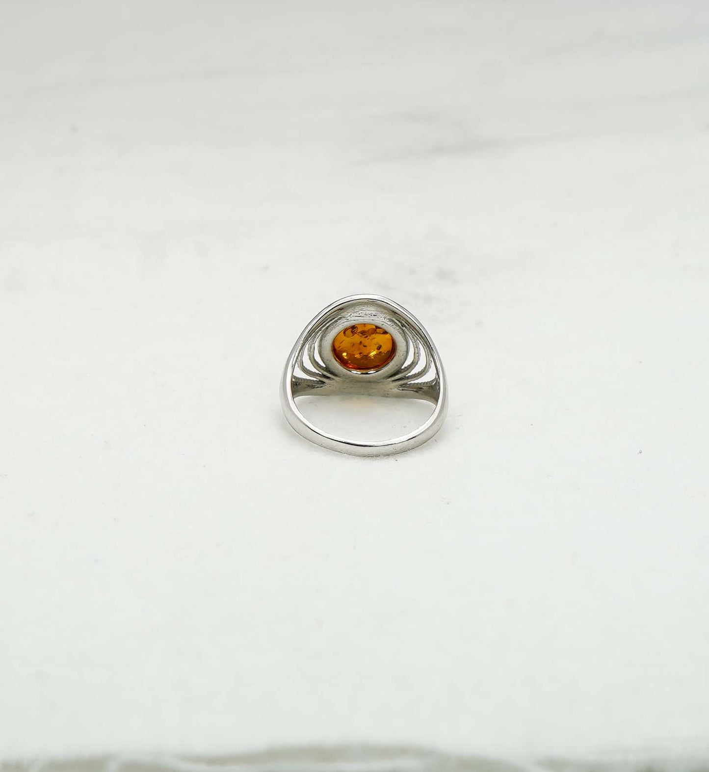925 Solid Sterling Silver Natural Baltic Amber Ring - 3.6 Grams