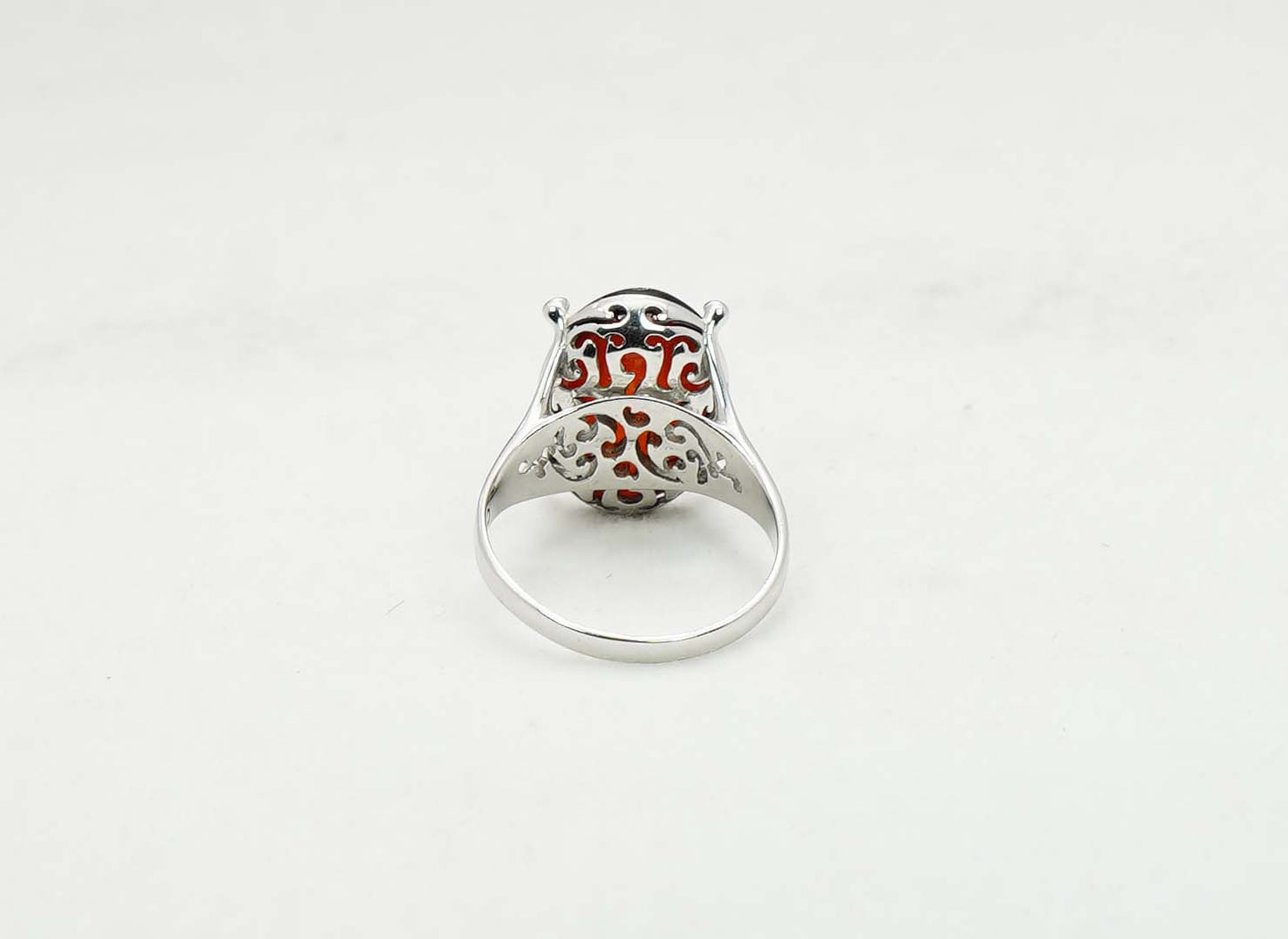 925 Solid Sterling Silver Natural Baltic Amber Ring - 4.4 Grams