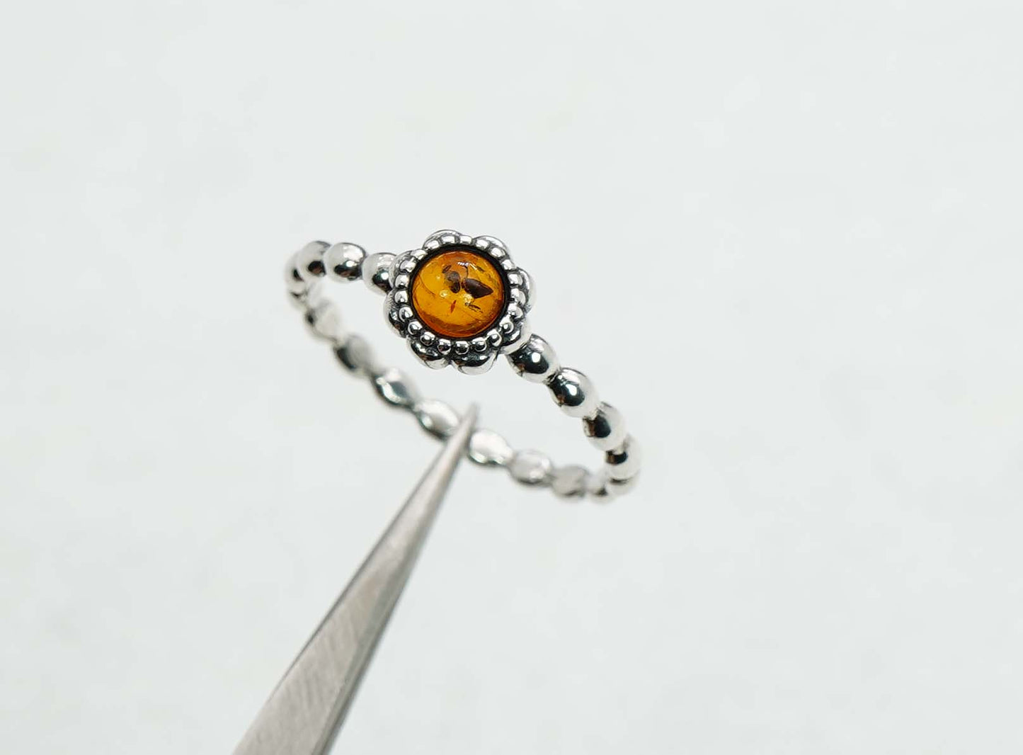 925 Solid Sterling Silver Natural Baltic Amber Ring -2.1 Grams