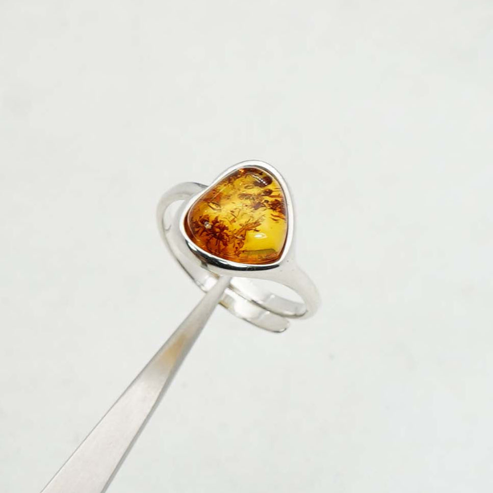 925 Solid Sterling Silver Natural Baltic Amber Ring-3 Grams