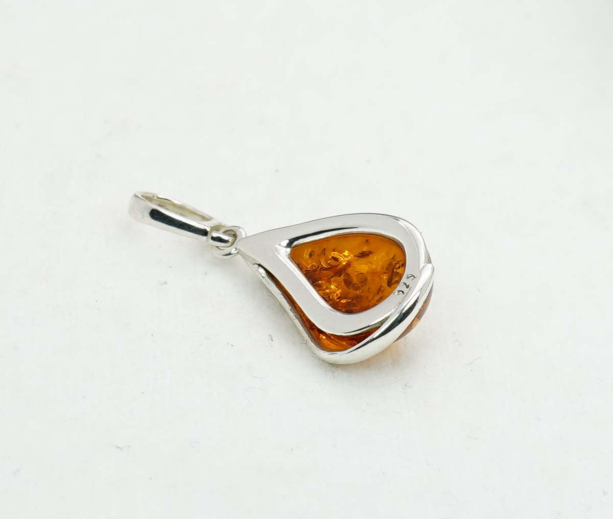 925 Solid Sterling Silver Natural Baltic Amber Pendant - 2.2 Gram