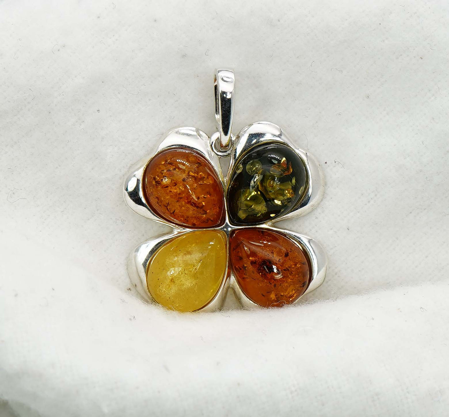 925 Solid Sterling Silver Natural Baltic Amber Pendant -4.3 Gram