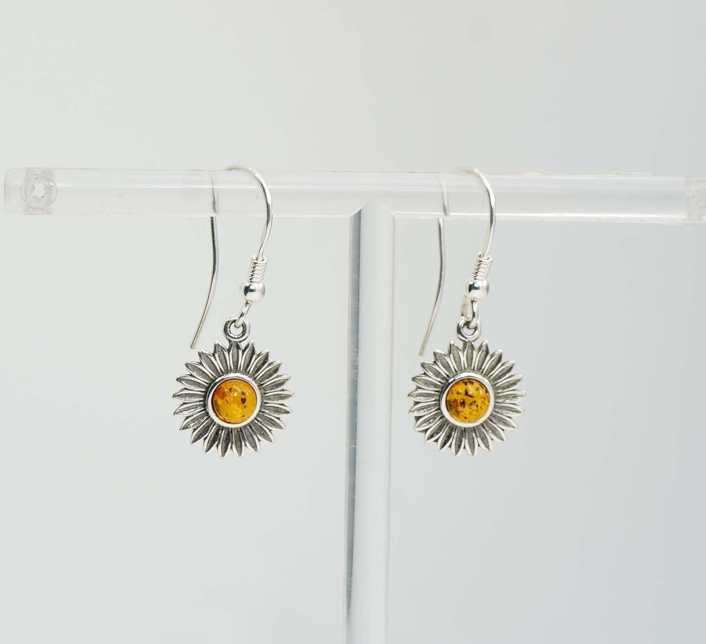 925 Solid Sterling Silver Natural Baltic Amber Hook Earring - 3.5 Grams