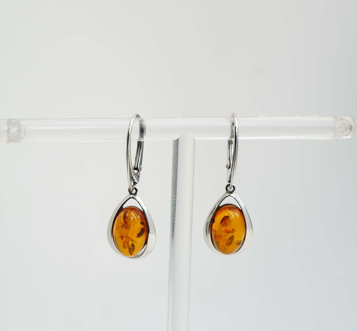 925 Solid Sterling Silver Natural Baltic Amber Hook Earring - 4.6 Grams