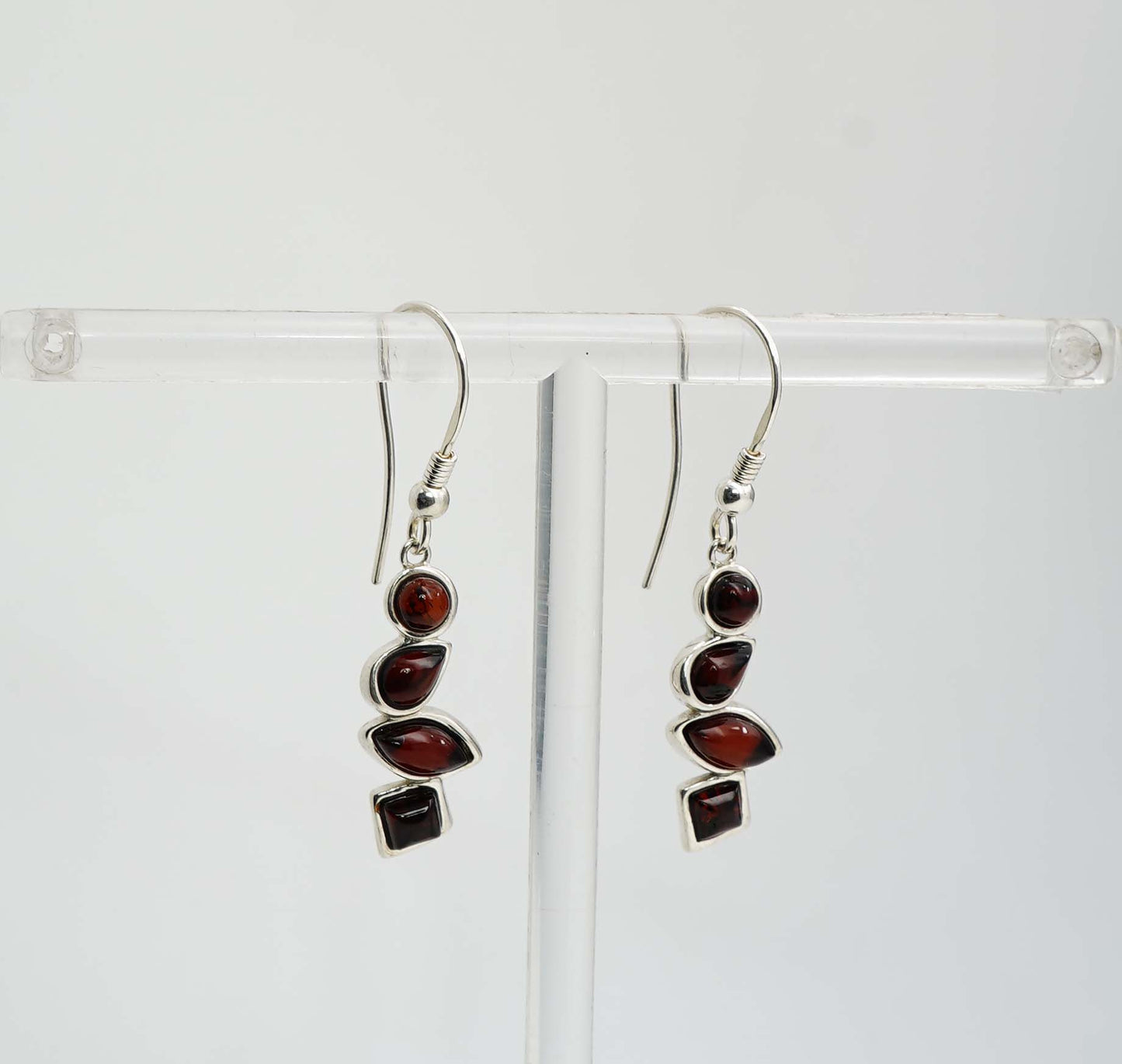 925 Solid Sterling Silver Natural Baltic Amber Hook Earring - 3.7 Grams