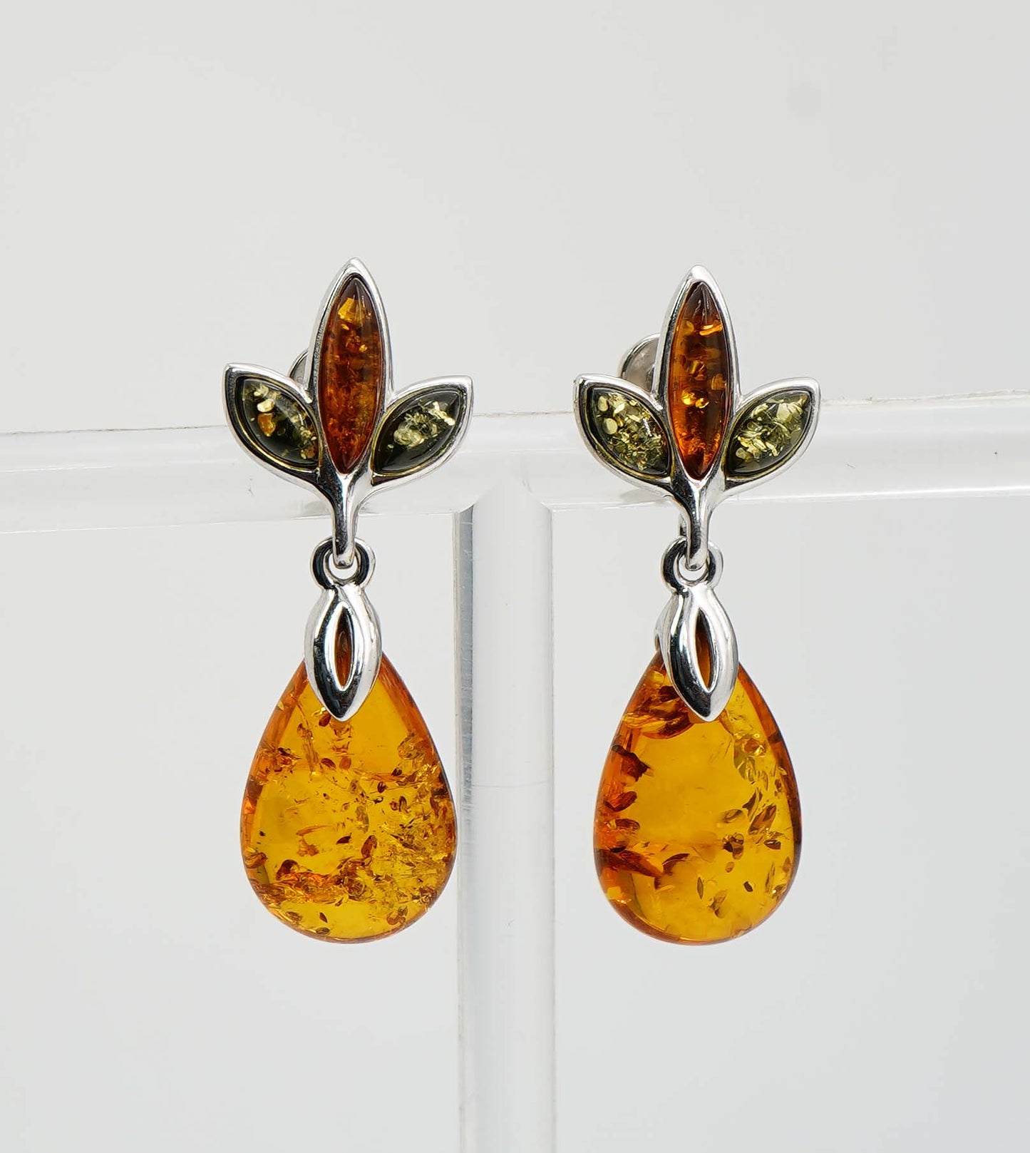 925 Solid Sterling Silver Natural Baltic Amber Hook Earring - 4.5 Grams