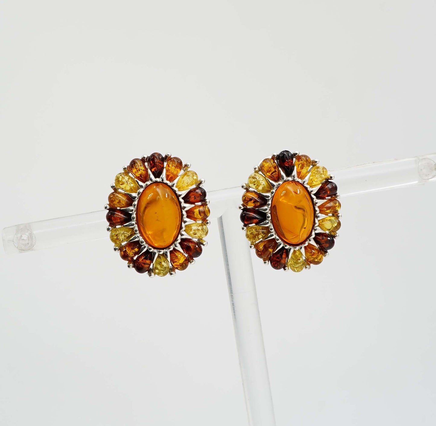 925 Solid Sterling Silver Natural Baltic Amber Hook Earring - 9 Grams
