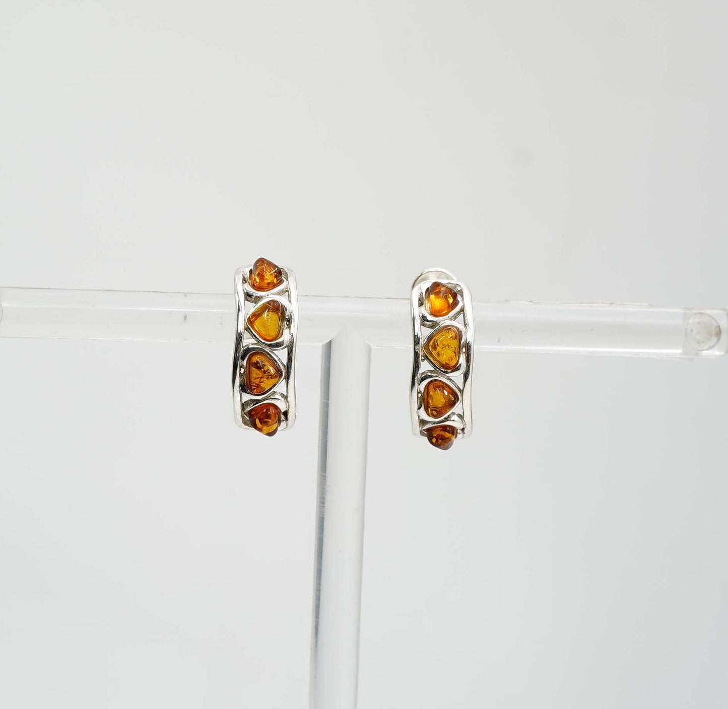 925 Solid Sterling Silver Natural Baltic Amber Hook Earring - 2.8 Grams