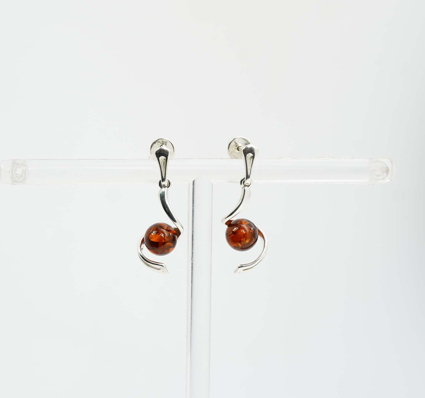 925 Solid Sterling Silver Natural Baltic Amber Hook Earring - 2.8 Grams
