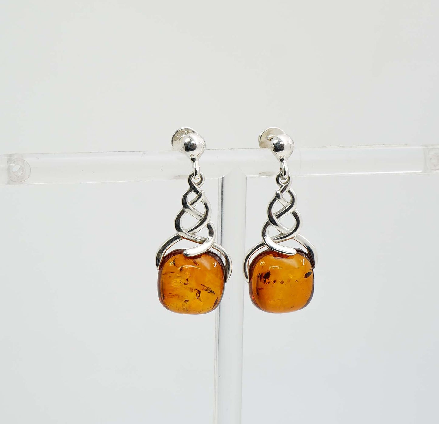 925 Solid Sterling Silver Natural Baltic Amber Hook Earring - 4.2 Grams