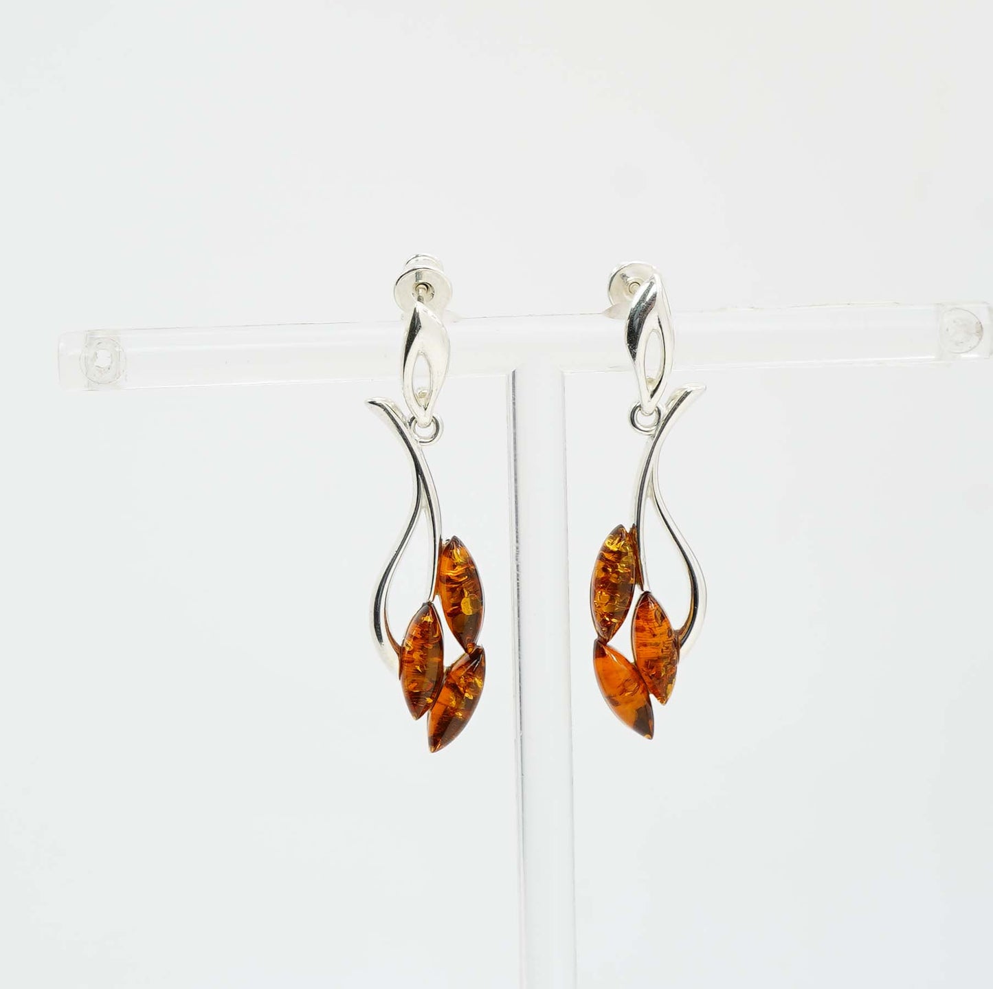 925 Solid Sterling Silver Natural Baltic Amber Hook Earring - 5.5 Grams