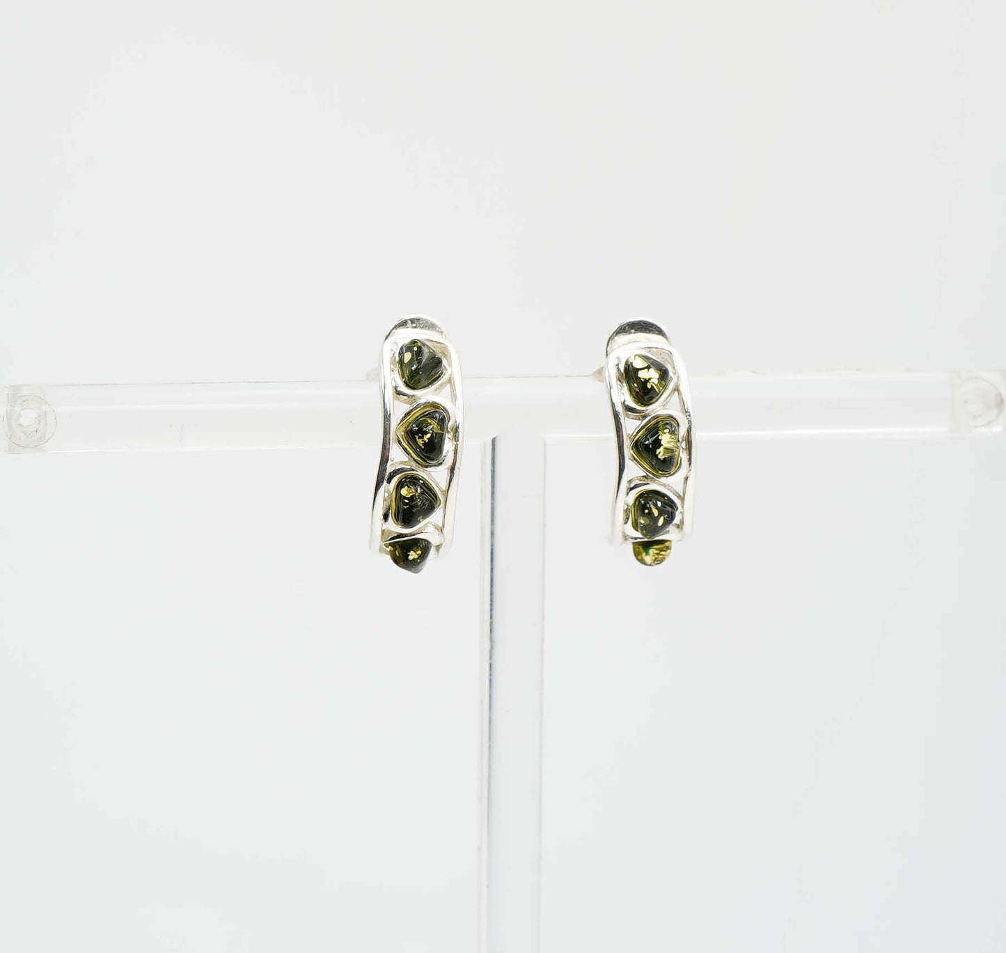 925 Solid Sterling Silver Natural Baltic Amber Hook Earring - 2.9 Grams