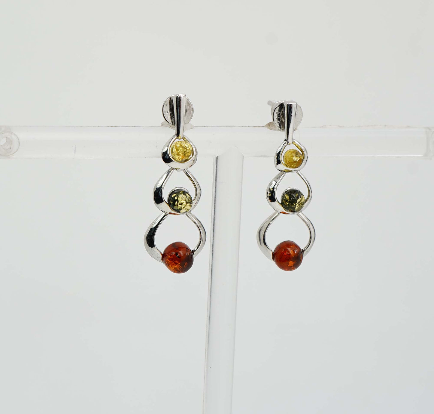 925 Solid Sterling Silver Natural Baltic Amber Hook Earring - 2.8 Grams