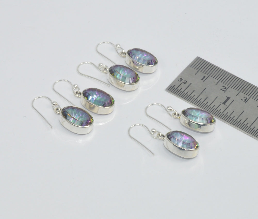 Wholesale 3Pr 925 Solid Sterling Silver Mystic Topaz Earring Lot
