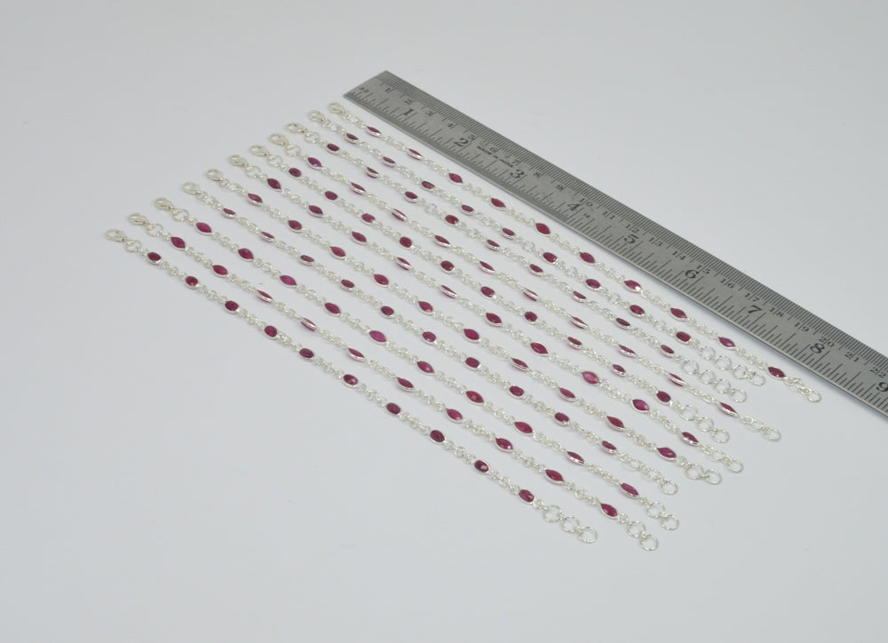 Wholesale 11PC 925 Sterling Cut Simulated Ruby MIX BRACELET Lot