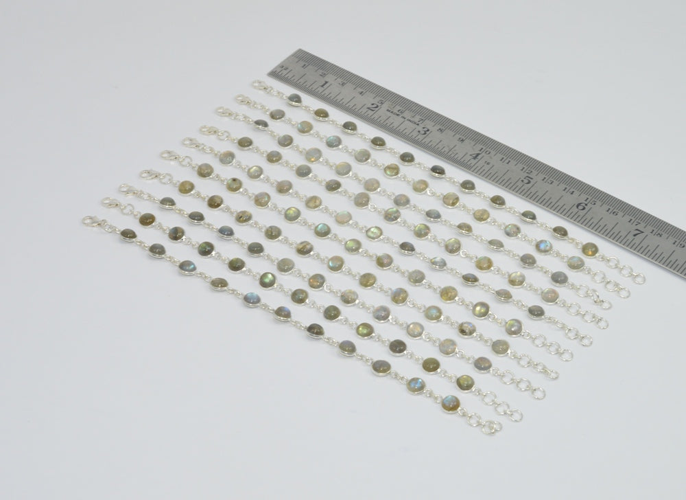 Wholesale10PC 925 SolidSterling Silver BLUE FIREY LABRADORITE BRACELET Lot