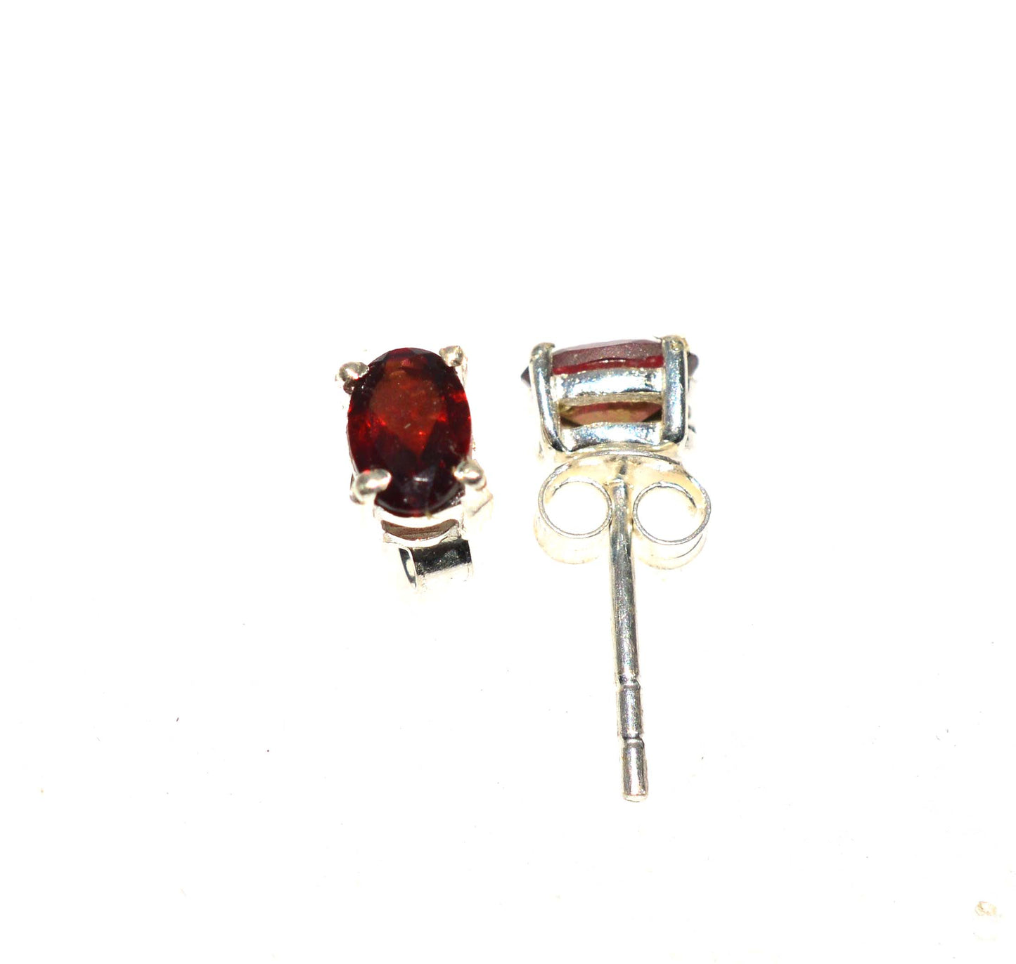 WHOLESALE 5PR 925 SOLID STERLING SILVER FACETED RED GARNET STUD EARRING LOT