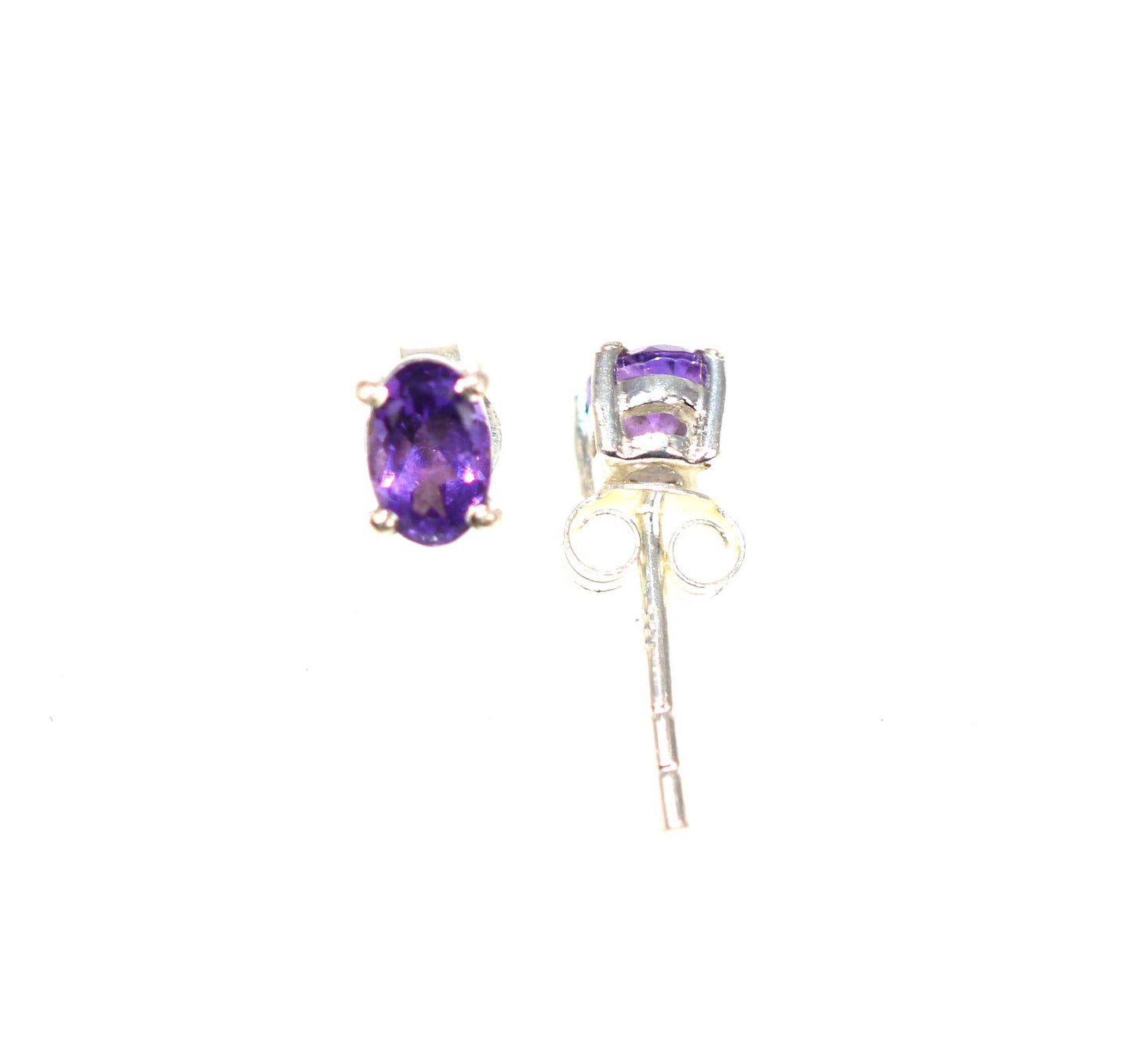 WHOLESALE 11PR 925 SOLID STERLING SILVER CUT PURPLE AMETHYST STUD EARRING LOT