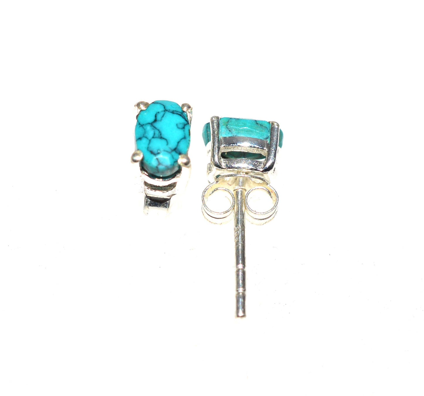 WHOLESALE 5PR 925 SOLID STERLING SILVER BLUE TURQUOISE STUD EARRING LOT