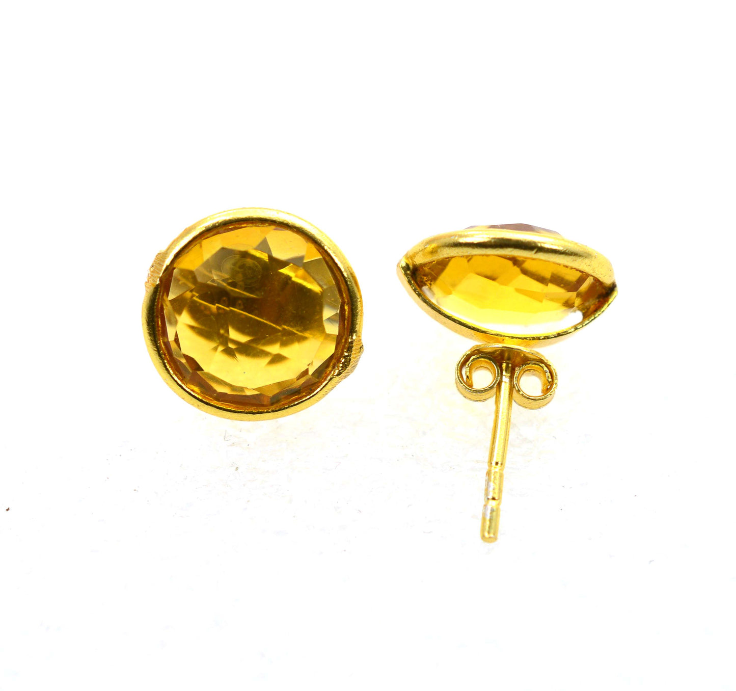 WHOLESALE 5PR 925 SOLID STERLING 24CT GOLD OVERLAY CUT CITRINE STUD LOT