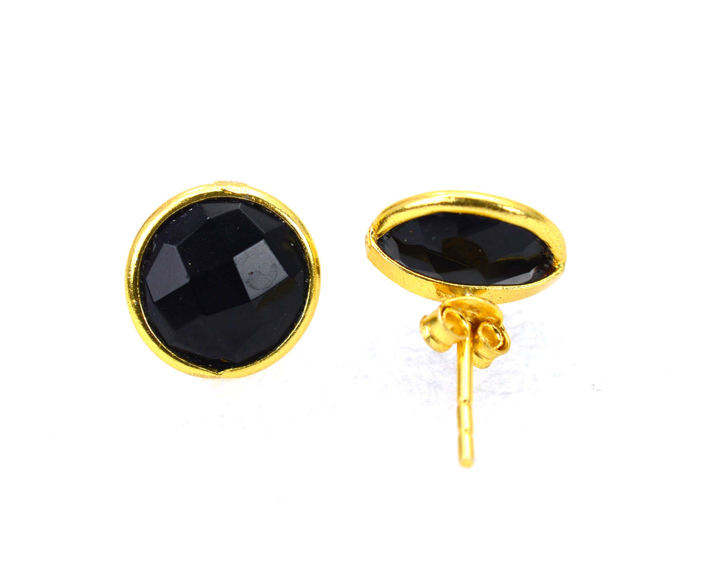WHOLESALE 51PR 925 SOLID STERLING 24CT GOLD OVERLAY BLACK ONYX MIX STUD LOT